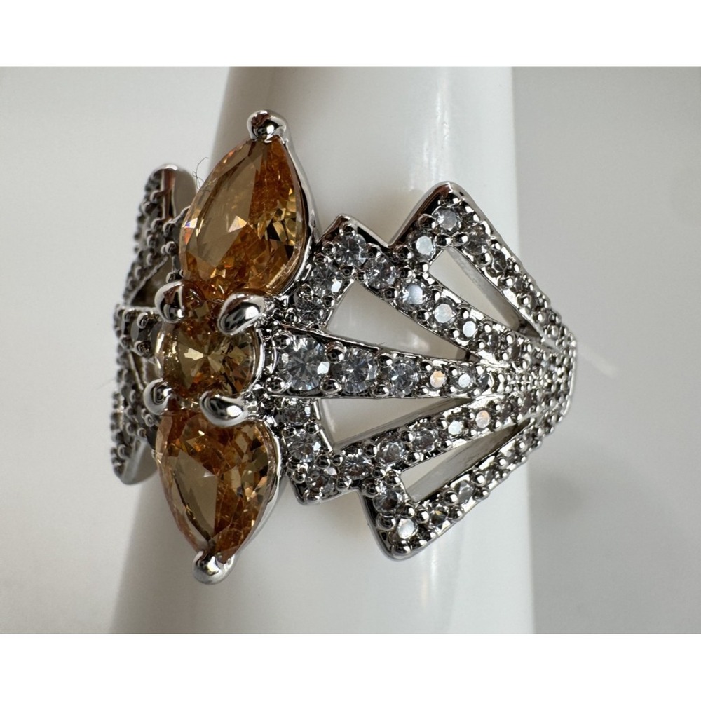 Size 9 Bomb Party Ring - RG96492 Wandering Light - Smokey Topaz on Rhodium